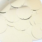 Sequin Round 1.5" Yellow Silver Pinstripe Pattern Metallic Couture Paillettes