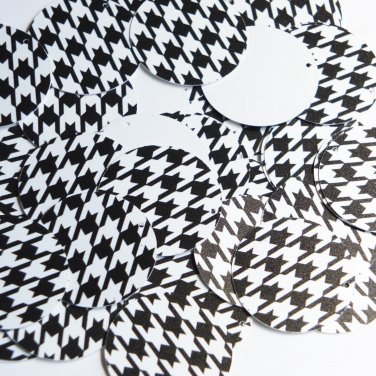 30mm Sequins Black White Houndstooth Pattern Opaque
