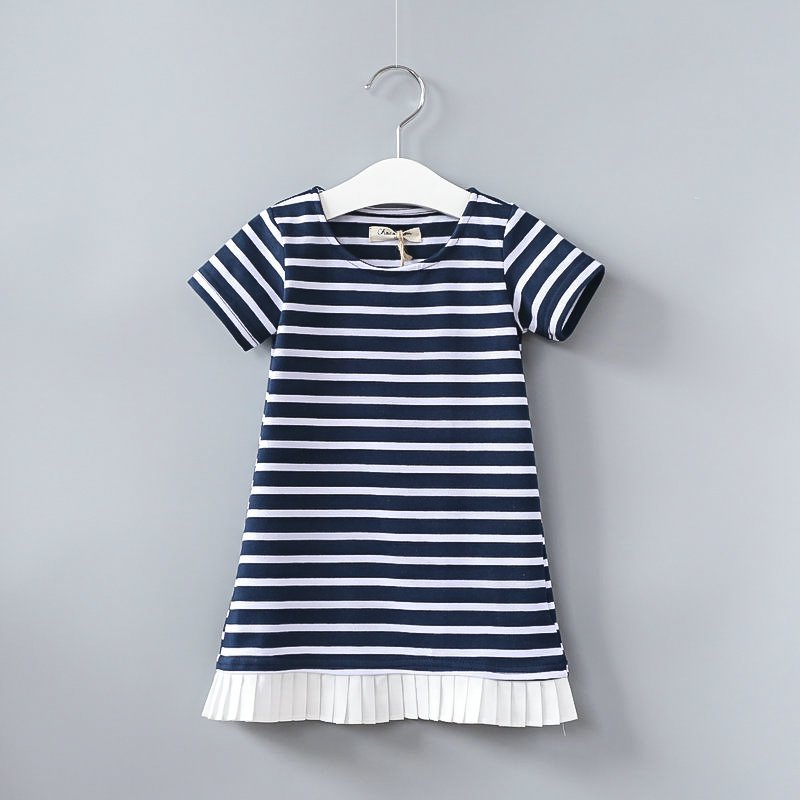 New fashion hot girl dress kids clothing striped dress for girl