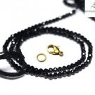 NATURAL BLACK SPINEL STONE 3-4MM RONDELLE FACETED BEADS 21" LONG COLLAR NECKLACE