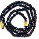 BLUE COATED BLACK SPINEL 3-4MM RONDELLE FACETED BEADS 21" LONG COLLAR NECKLACE