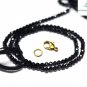 NATURAL BLACK SPINEL STONE 3-4MM RONDELLE FACETED BEADS 36" LONG COLLAR NECKLACE