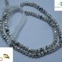 COATED SILVER PYRITE STONE 3-4MM RONDELLE FACET BEADS 21" LONG COLLAR NECKLACE