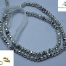 COATED SILVER PYRITE STONE 3-4MM RONDELLE FACET BEADS 36" LONG COLLAR NECKLACE