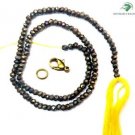 GOLDEN COATED BLACK SPINEL 3-4MM RONDELLE FACETED BEADS 21" LONG COLLAR NECKLACE