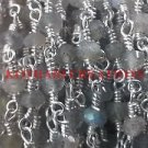 1 FEET NATURAL LABRADORITE 3-4MM SILVER PLATED WIRE WRAPPED ROSARY BEADS CHAIN
