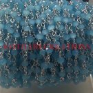 1 FEET AQUA CHALCEDONY 3-4MM FACET SILVER PLATED WIRE WRAPPED ROSARY BEADS CHAIN