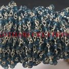 1 FEET COATED LONDON BLUE TOPAZ 3-4MM SILVER PLATED WIRE WRAP ROSARY BEADS CHAIN
