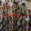 1 FEET NATURAL MULTI TOURMALINE 3-4MM GOLD PLATED WIRE WRAP ROSARY BEADS CHAIN