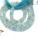 NATURAL AQUAMARINE GEMSTONE 3-4MM RONDELLE FACET BEADS 18" LONG CHOKER NECKLACE