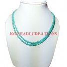 NATURAL APATITE STONE 3-4MM ROUNDEL FACETED BEADS 18" LONG 2 STRAND NECKLACE