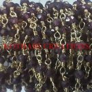 1 FEET NATURAL INDIAN GARNET 3-4MM GOLD PLATED WIRE WRAPPED ROSARY BEADS CHAIN