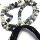 AAA+ NATURAL DENDRITE OPAL 3-4MM RONDELLE FACETED BEADS 36" LONG COLLAR NECKLACE