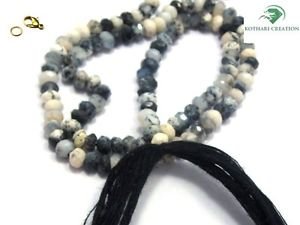 AAA+ NATURAL DENDRITE OPAL 3-4MM RONDELLE FACETED BEADS 36" LONG COLLAR NECKLACE