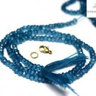 LONDON TOPAZ COATED CRYSTAL 3-4MM RONDELLE FACET BEADS 36" LONG COLLAR NECKLACE