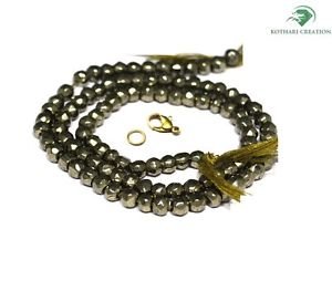 NATURAL PYRITE GEMSTONE 3-4MM RONDELLE FACETED BEADS 21" LONG COLLAR NECKLACE