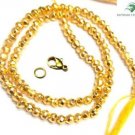 COATED GOLDEN PYRITE STONE 3-4MM RONDELLE FACETED BEADS 26" LONG CHOKER NECKLACE
