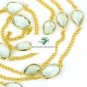 GREEN AMETHYST HYDRO STONE BRASS 18K GOLD VERMEIL 36" LONG CHAIN LINK NECKLACE