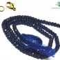 NATURAL BLUE JADE GEMSTONE 3-4MM RONDELLE FACETED BEADS 36" LONG COLLAR NECKLACE