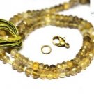 NATURAL BIO LEMON GEMSTONE 3-4MM RONDELLE FACETED BEADS 21" LONG COLLAR NECKLACE