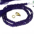 AAA+ NATURAL DARK AMETHYST 3-4MM RONDELLE FACETED BEADS 36" LONG COLLAR NECKLACE
