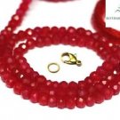 NATURAL RUBY JADE GEMSTONE 3-4MM RONDELLE FACETED BEADS 21" LONG COLLAR NECKLACE