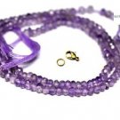 NATURAL AMETHYST GEMSTONE 3-4MM RONDELLE FACETED BEADS 21" LONG COLLAR NECKLACE