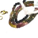 NATURAL MULTI TOURMALINE 3-4MM RONDELLE FACETED BEADS 36" LONG COLLAR NECKLACE
