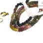 NATURAL MULTI TOURMALINE 3-4MM RONDELLE FACETED BEADS 36" LONG COLLAR NECKLACE