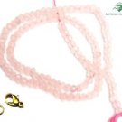 NATURAL ROSE QUARTZ STONE 3-4MM RONDELLE FACETED BEADS 36" LONG COLLAR NECKLACE