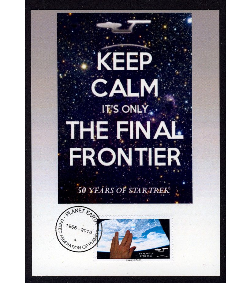 50 Years STAR TREK Limited Edition Postcard with Cinderella Stamp and Faux Postmark