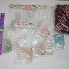 VTG Wedding Floral Lot of Accessories Blue & Pink, Pearl Garlands, Head Pins