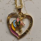Life is beautiful Unicorn Head Heart Necklace 2cm Pendant 18" Chain Gold-color