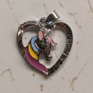 Life is beautiful Unicorn Head Heart Necklace 2cm Pendant 18" Chain Silver-color