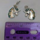 Unicorn Pony Head 20mm Pierced Earrings Silver/Aqua/Peach Costume Jewelry