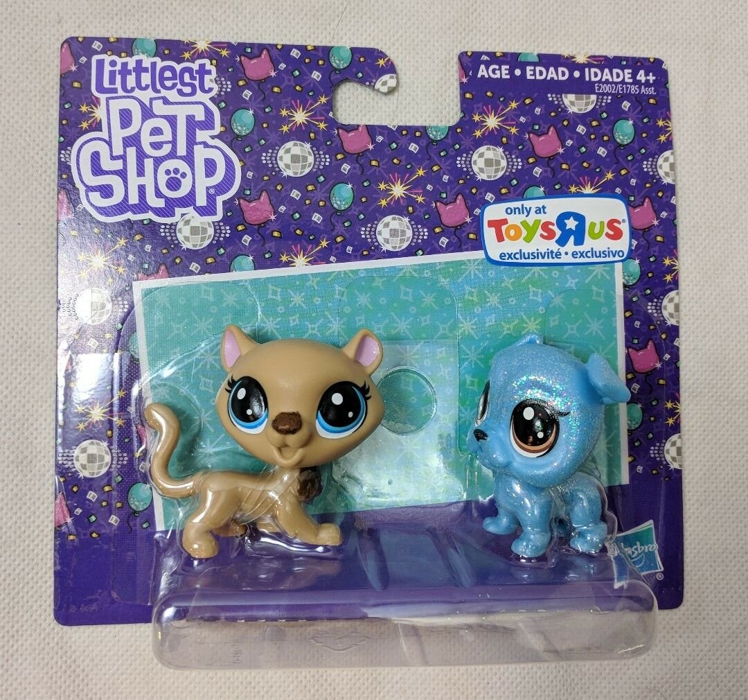 Littlest Pet Shop Sparkle Pets TRU Exclusive S-6 CHEETA & S-4 BULLDOGGER NIP