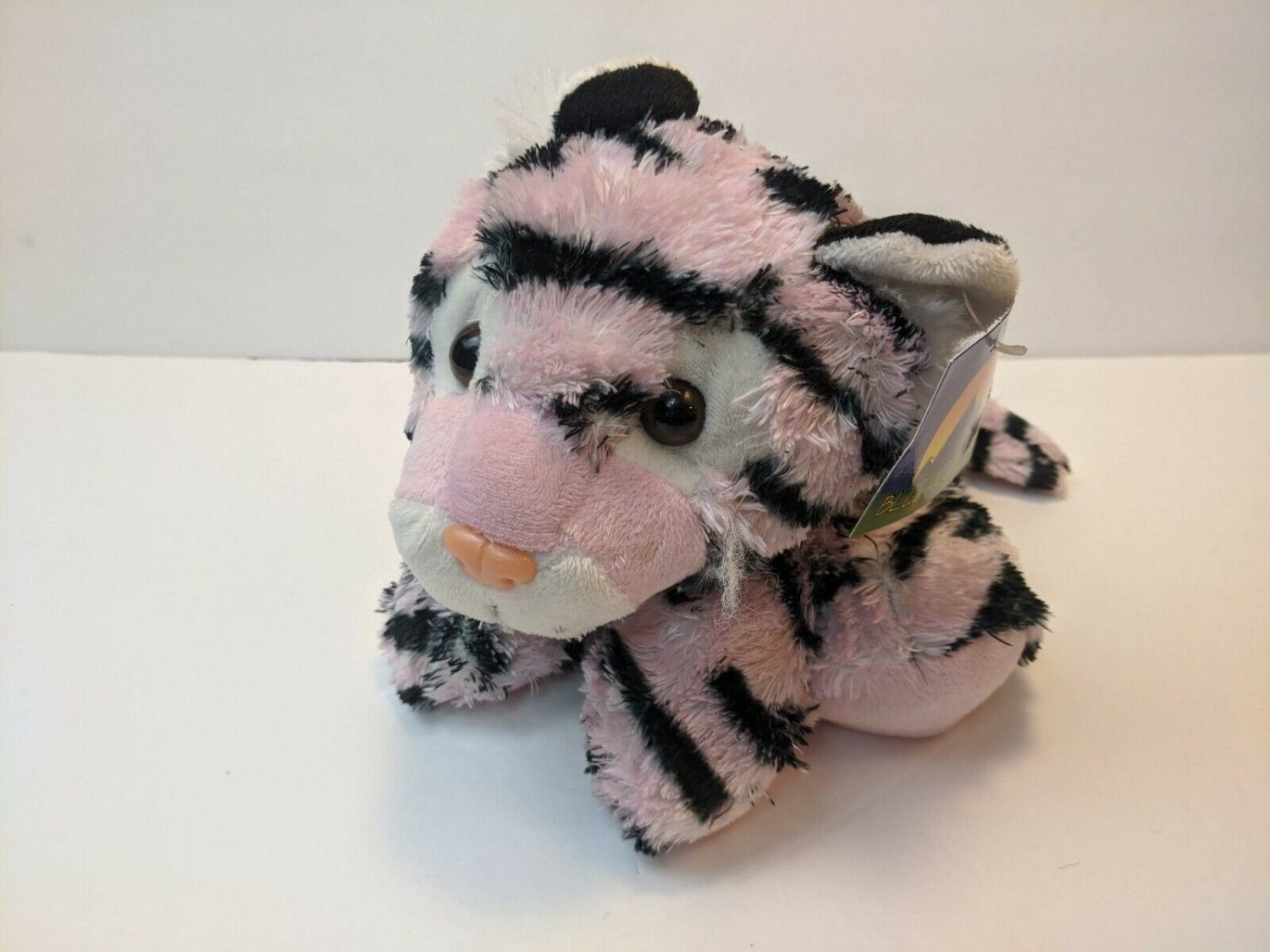 Blue Mountain B.J. Toy Co Pink/Black/White Tiger Cat Plush Stuffed Animal 10"L