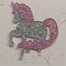 Silver/Lt Pink Unicorn Pony Glitter Resin Flatback Craft Embellishment 45mm Tall