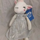 Plush Unicorn Pony Rag Doll Stuffed Animal w/ Silver Lame Dress 8" Seated Height