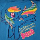 My Little Pony Rainbow Dash Turquoise Blue T-Shirt Kids Girls Gold/Blue Outlines