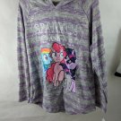 My Little Pony Girl's Shirt Hoodie SPARKLE & SHINE Gray & Purple Striped NWT