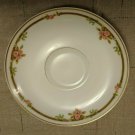 Theodore Haviland Limoges France Saucer 6.25" Pink Roses, Green, Gold/Black Band