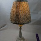 White Distressed Finish Table Lamp Stand w/ White/Blue Shade Electric Plug-in