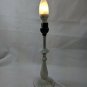 White Distressed Finish Table Lamp Stand w/ White/Blue Shade Electric Plug-in