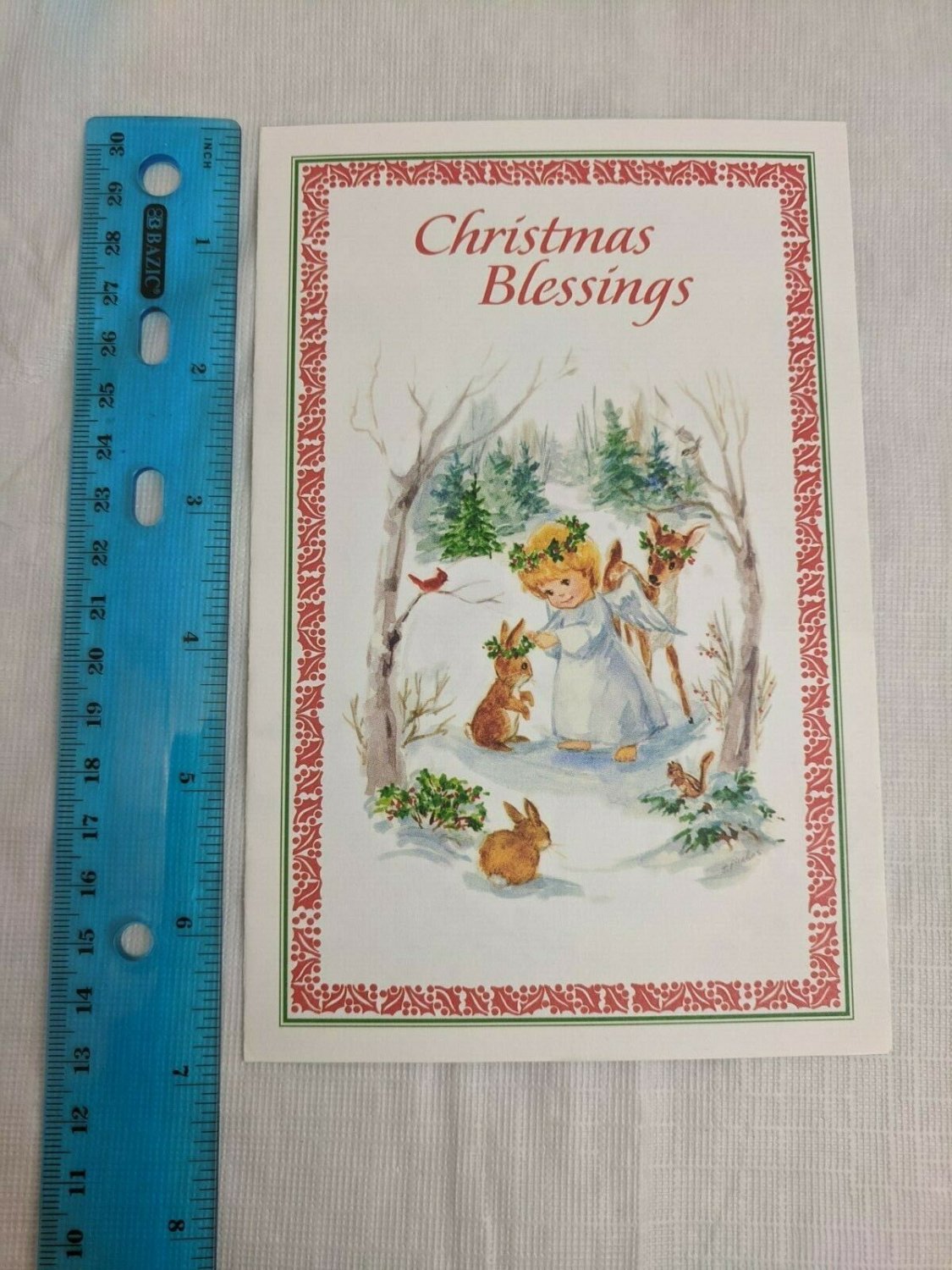 Guideposts Greetings Christmas Blessings Fold-out Card Angel in Woods, Animals