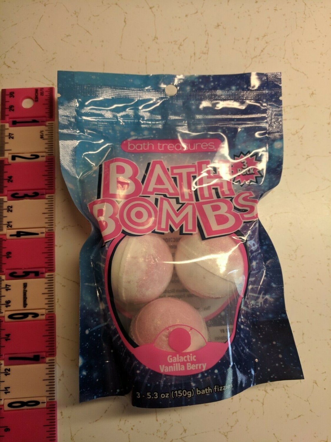 Bath Treasures Bath Bombs Fizzies Galactic Vanilla Berry Scented 3-pk