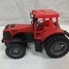 Plastic Toy Farm Tractor Vehicle Red & Black 7" Tall 11" Long