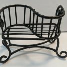 Fairy Garden Miniature Decor Black 2-way S-curve Bench 3.5"Wx3"Tx2"D