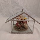 Glass House & Mini Floral Arrangement w/ Hanging Loop, Made in West Germany