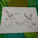 Famous Artists Studios Christmas Holiday Card Unused VTG White/Gold Peace Doves